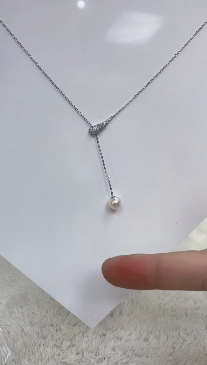 海水珍珠银S925镶嵌颈饰  