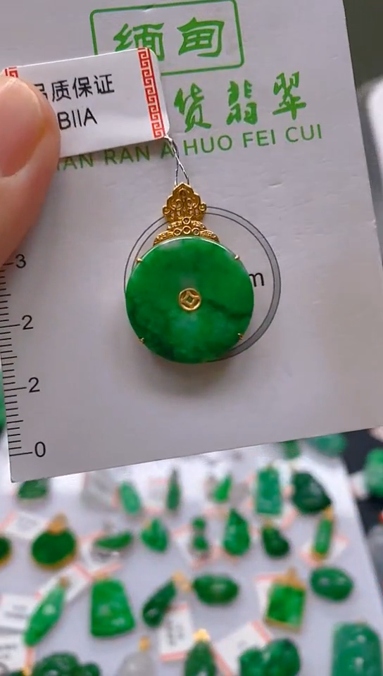 【闪购商品】翡翠颈饰18K金镶嵌天然翡翠A货，支持复检