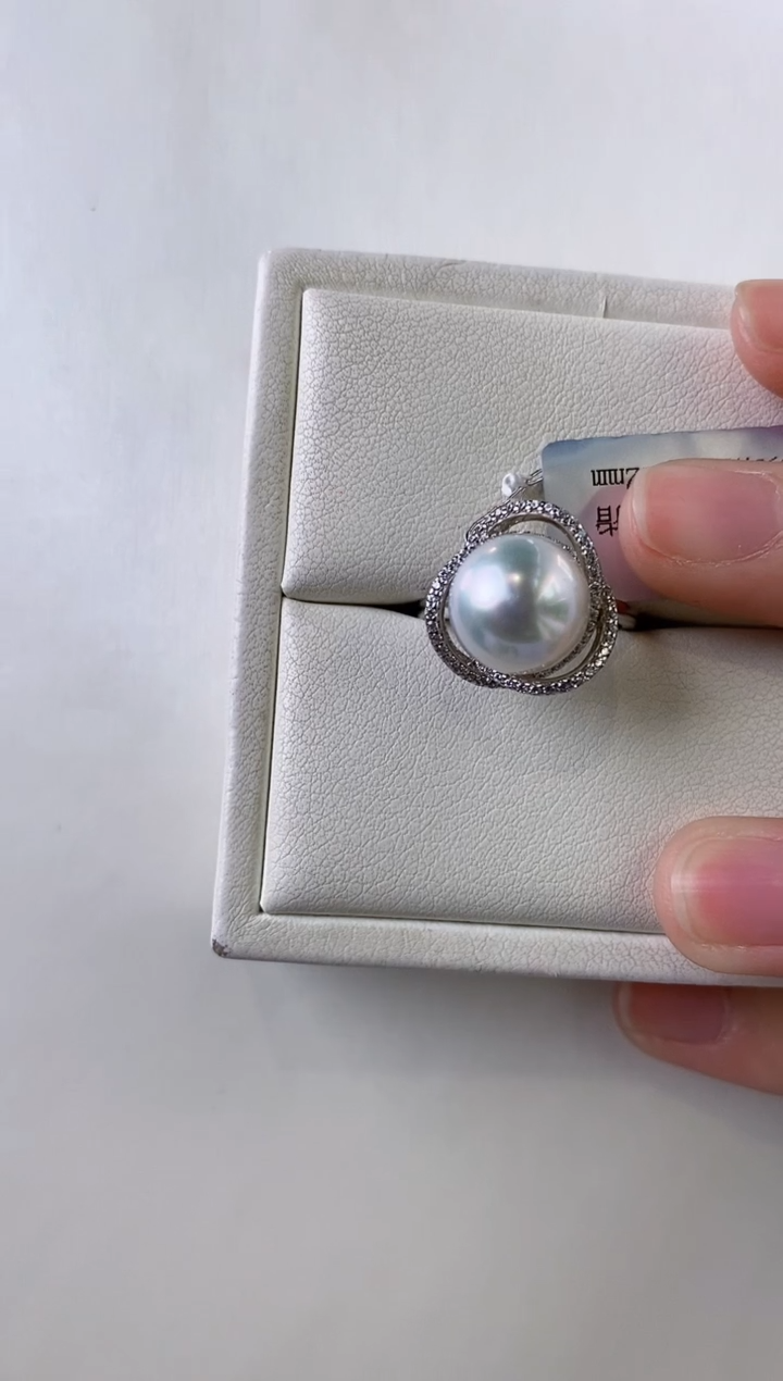 【闪购商品】海水珍珠戒指银S925镶嵌11-12澳白珍珠戒指