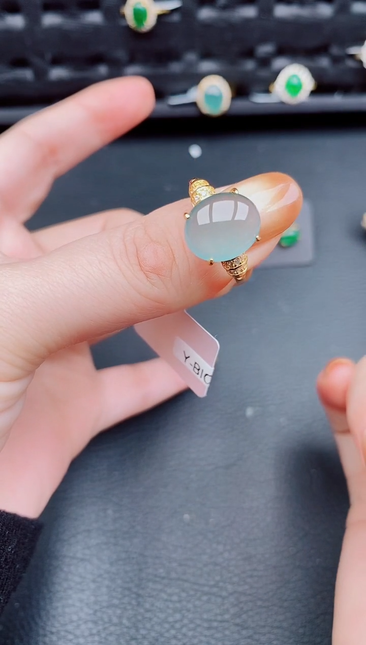 【闪购商品】翡翠戒指银S925镶嵌天然a货翡翠320