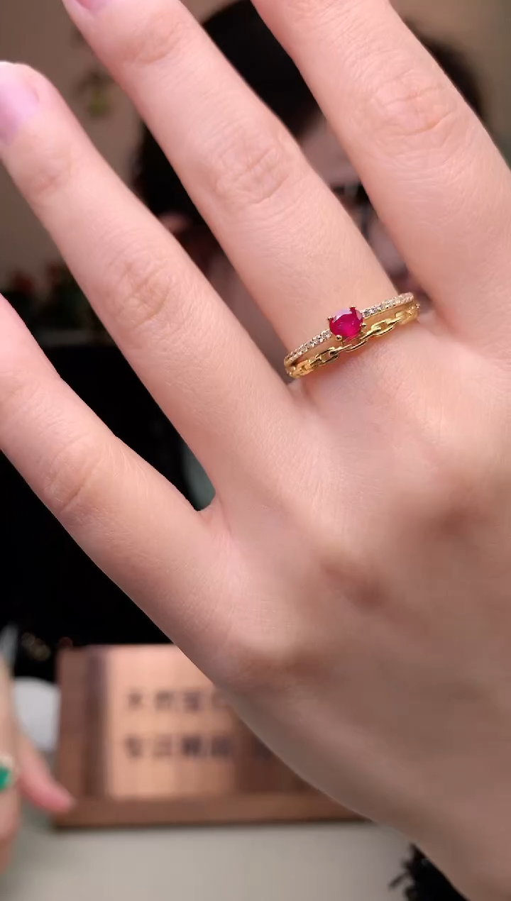 【闪购商品】红宝石戒指银S925镶嵌戒指