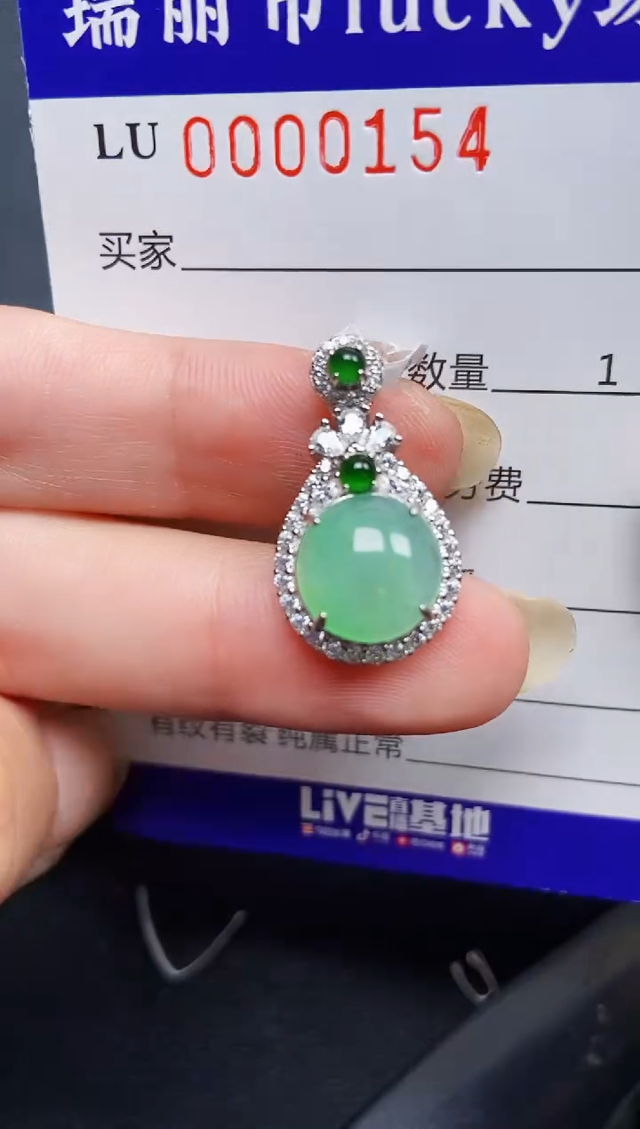 翡翠银S925镶嵌颈饰0154