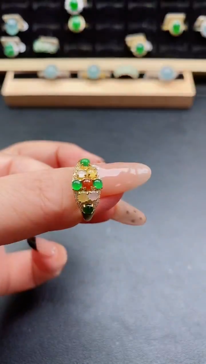 银S925镶嵌戒指翡翠1