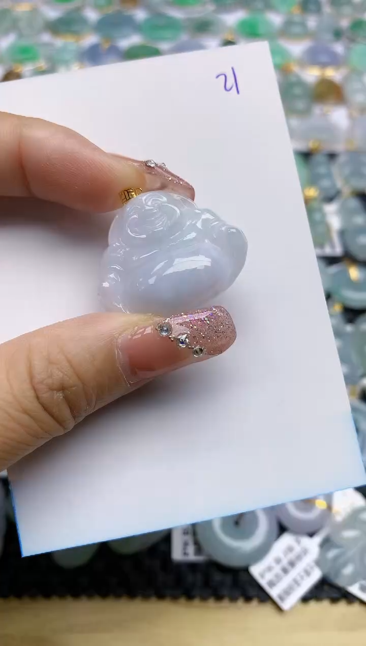 【闪购商品】翡翠颈饰18K金镶嵌天然A货翡翠 22