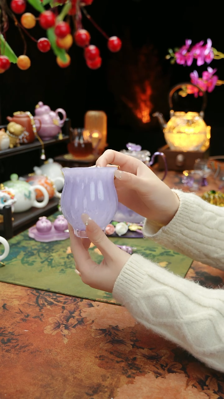 【闪购商品】紫色水晶琉璃水仙杯110ccc