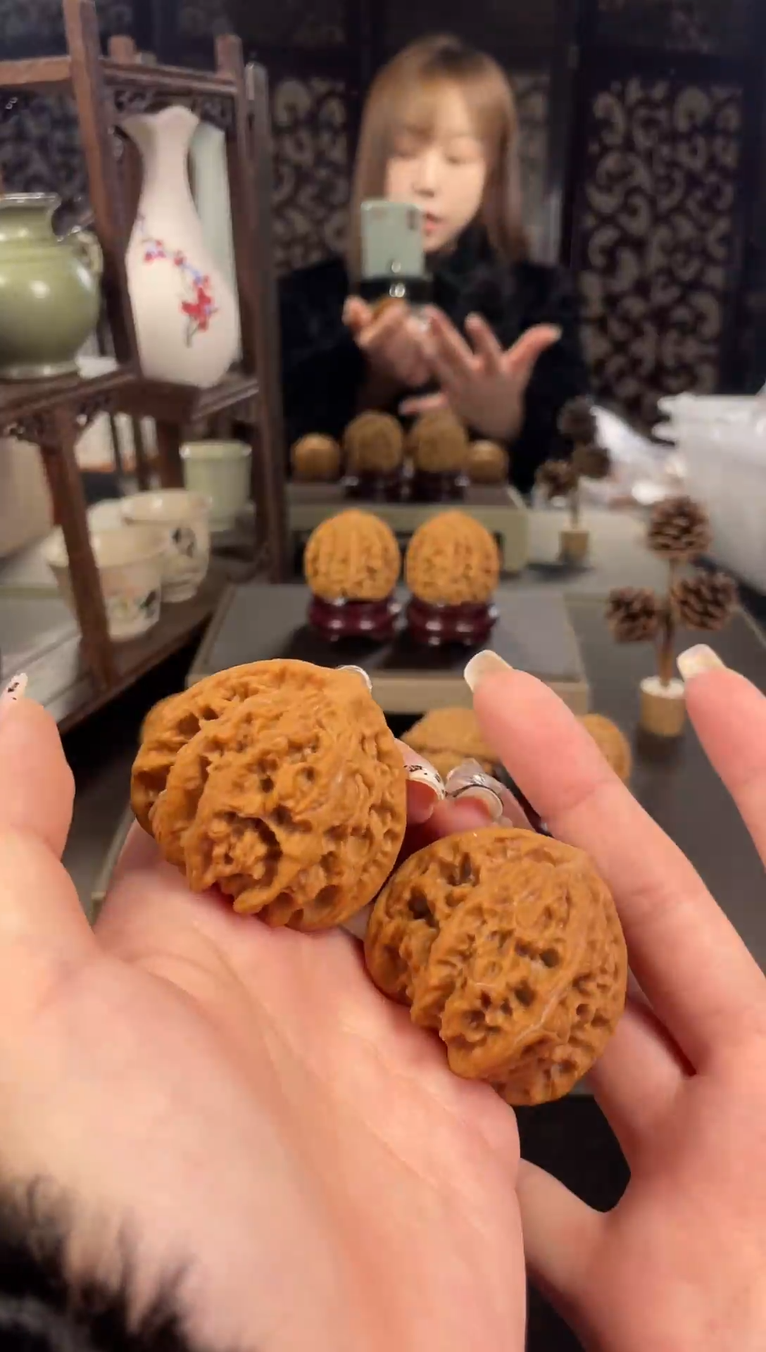 【闪购商品】文玩核桃把件盘龙虎头46尺-55