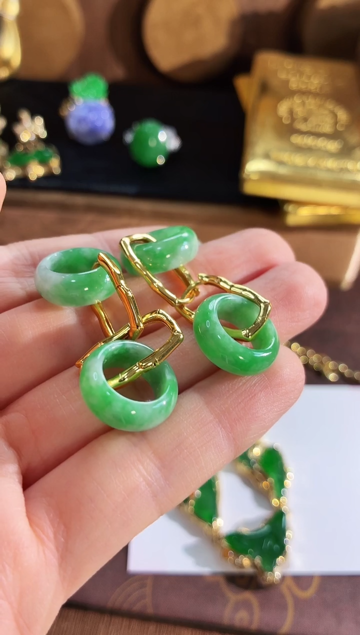 翡翠银S925镶嵌耳饰耳饰（多样性发货发一对）