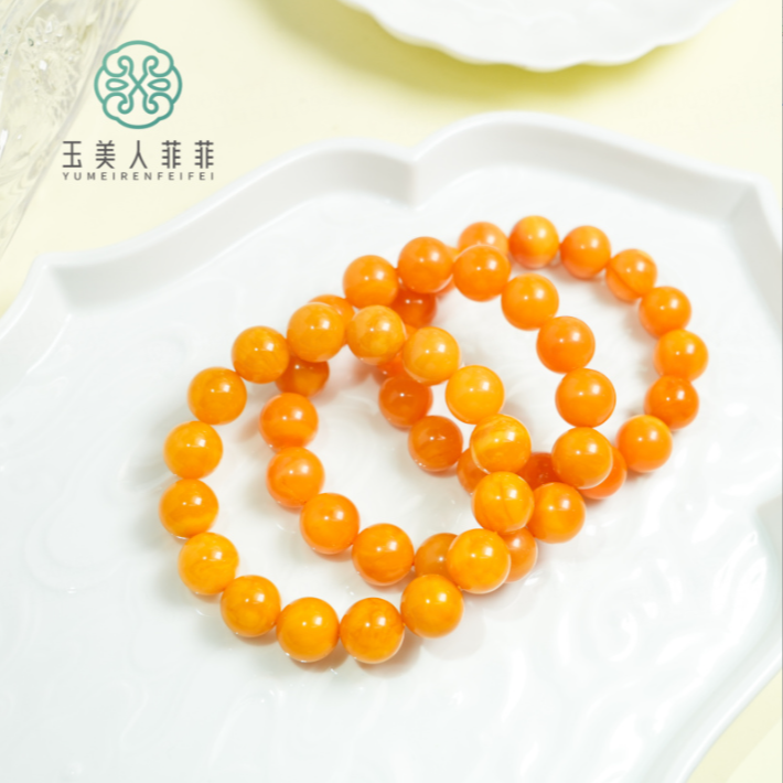 石惑珠宝%蜜蜡圆珠单圈手串约13mm%多样性发一