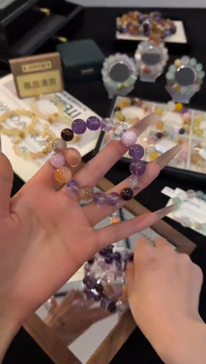 合金手链水晶紫色多宝手链x2516