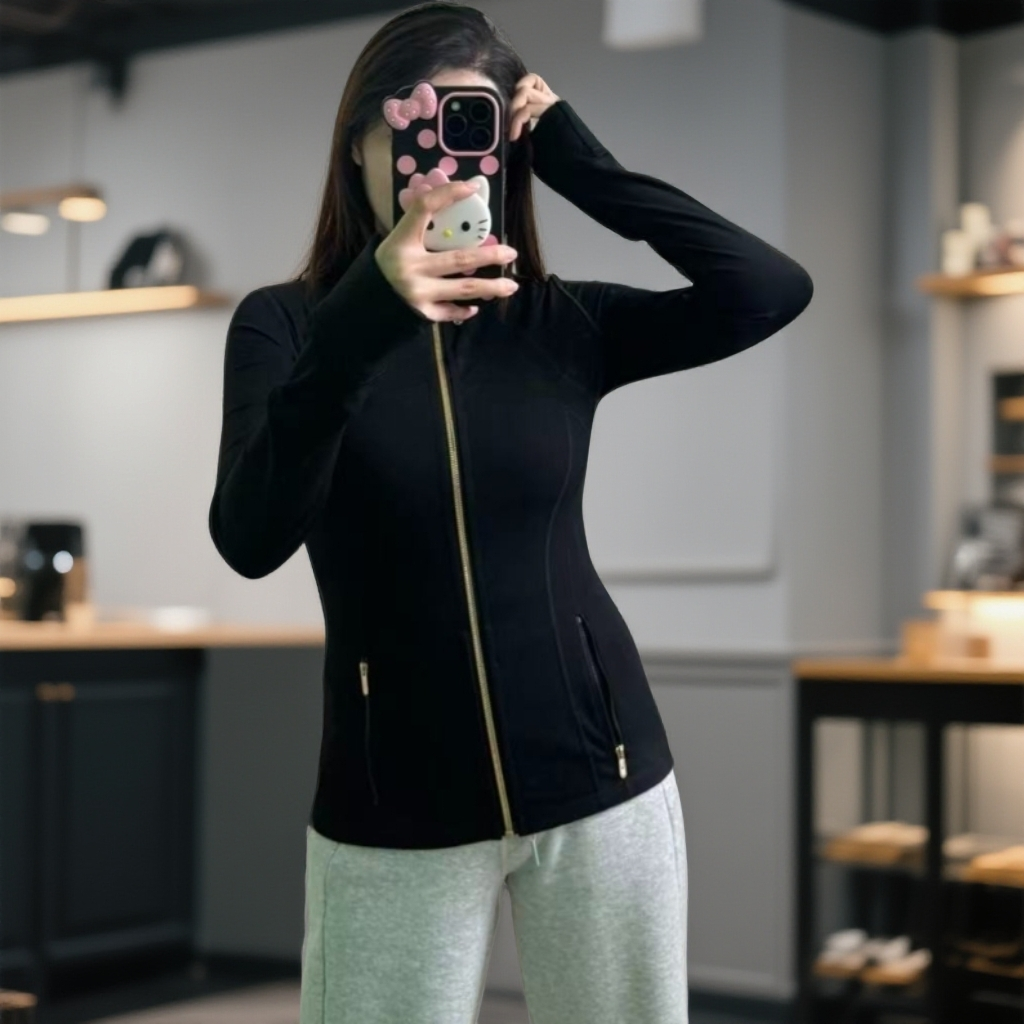 立领修身瑜伽服长款薄款一毛毛一样样