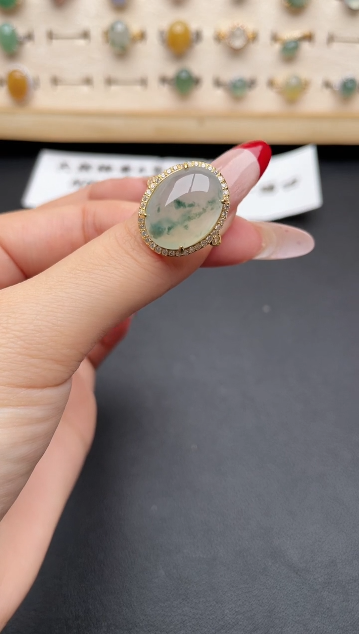 【闪购商品】翡翠戒指银S925镶嵌一物一证一礼盒