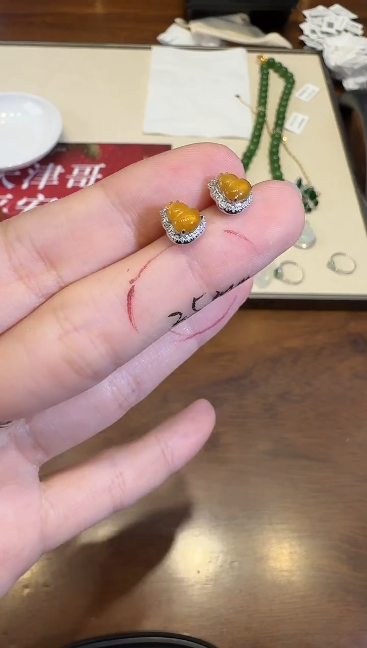 18K金镶嵌翡翠耳饰X1224-512-417