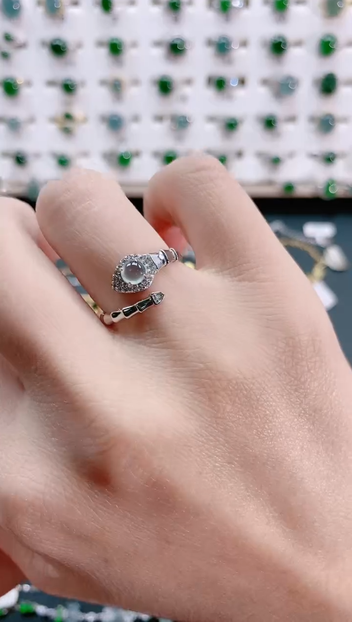 【闪购商品】翡翠戒指银S925镶嵌天然翡翠