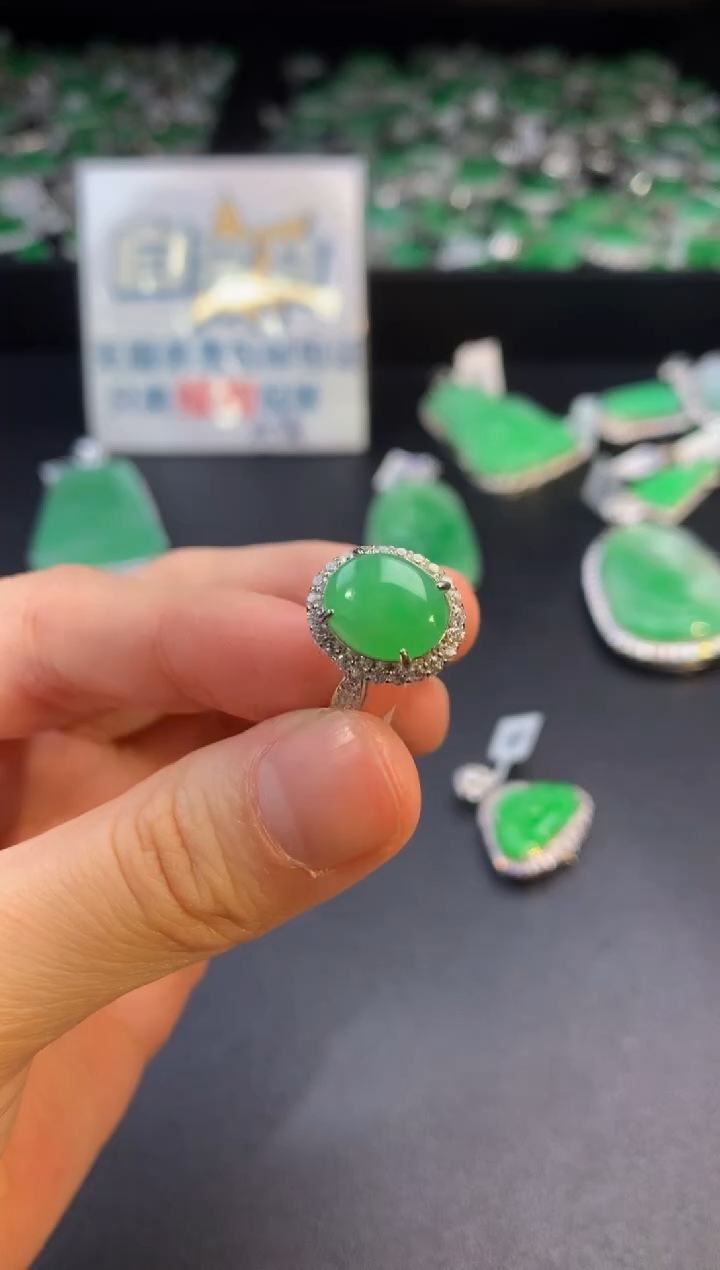 翡翠银S925镶嵌戒指翡翠1