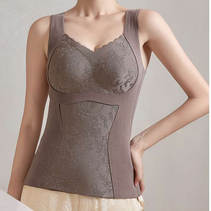 保暖加绒背心厚款一体式美背背心