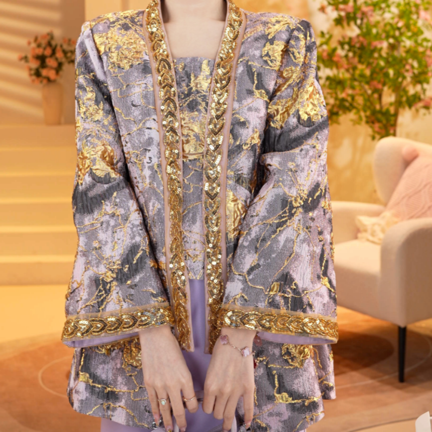 东方紫螺/新中式马甲重工上衣吊带套装2025c7680小鹿-大女王仓