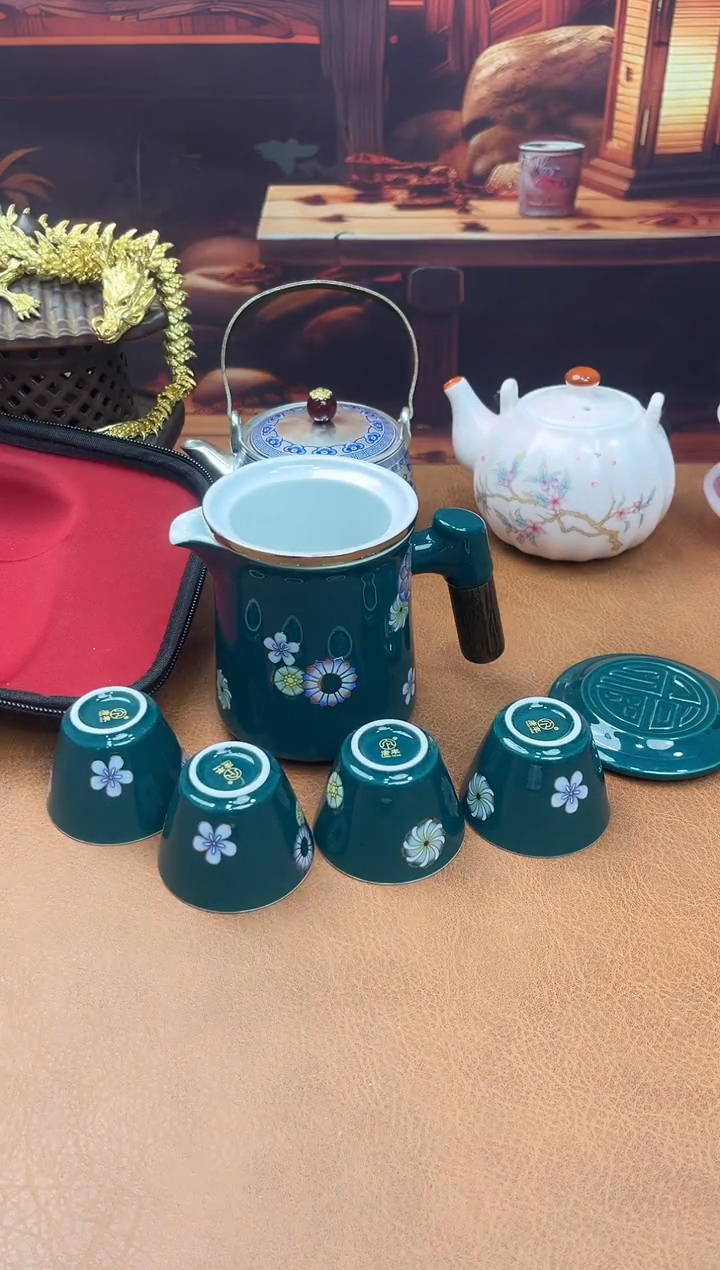 陶瓷茶具摆件旅行套组