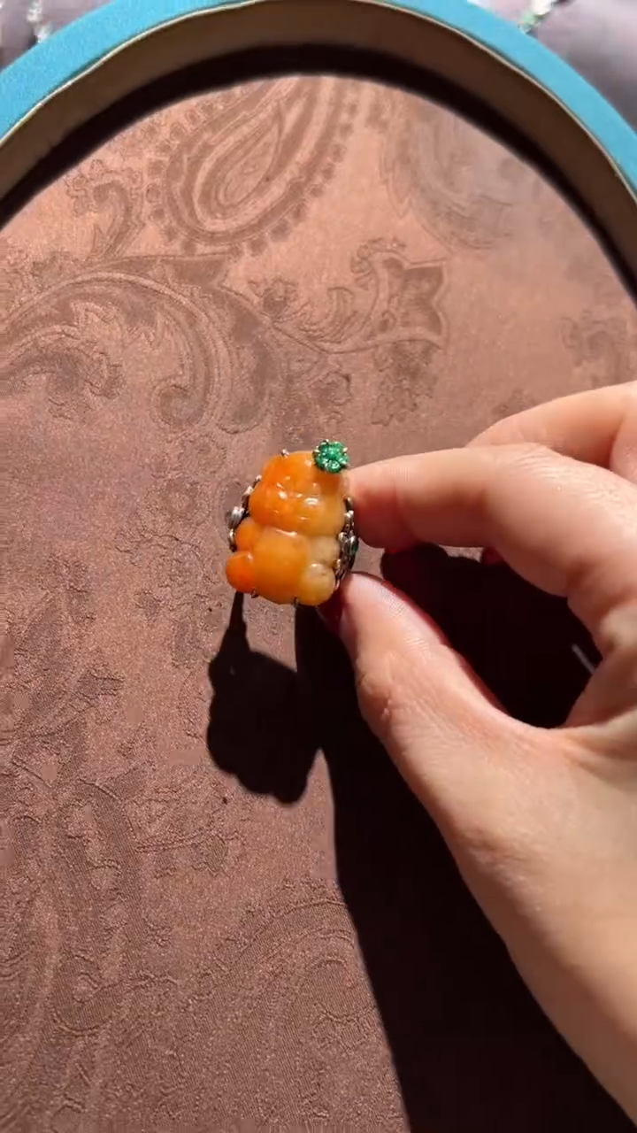 【闪购商品】翡翠戒指银S925镶嵌红翡绿翠 32号