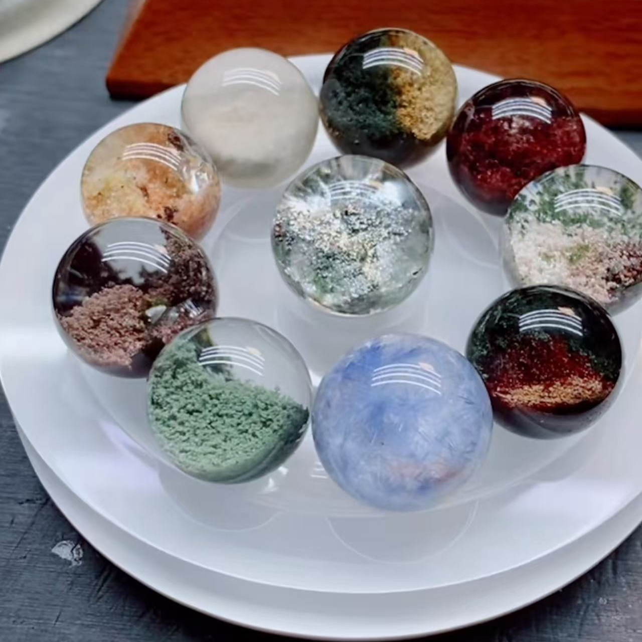 水晶DIY单珠吊坠雕刻手链手串女款素圈渐变冰透老型手串珠天然粉