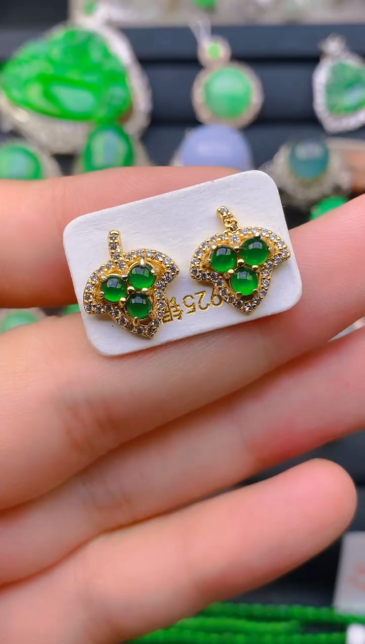 【闪购商品】翡翠戒指银S925镶嵌天然A货翡翠1