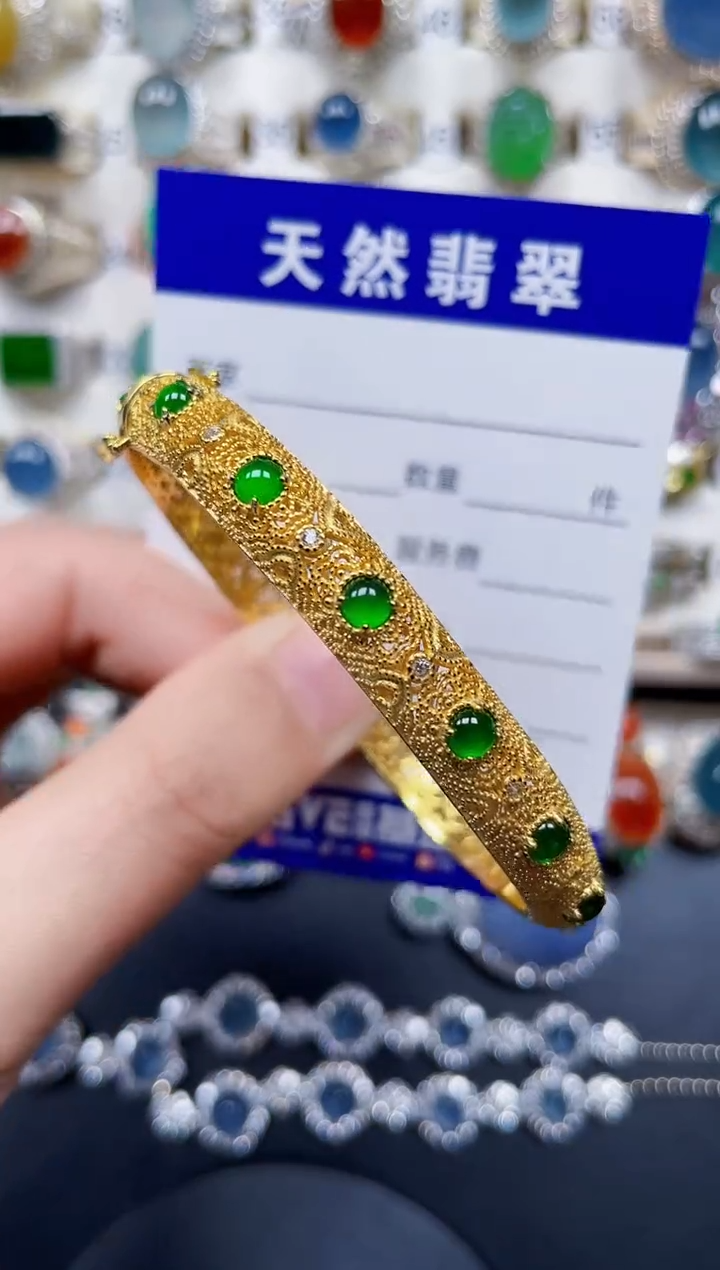 银S925镶嵌手镯翡翠233