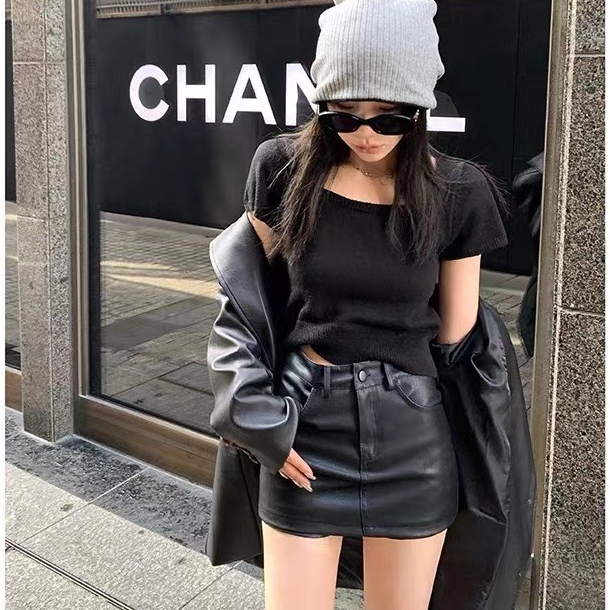 『LLX 』小众设计潮牌高级感加磨毛加厚皮裙