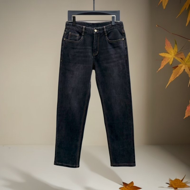 【牛仔裤9552】男士秋冬轻奢商务都市休闲舒适直筒黑灰色水洗牛仔裤