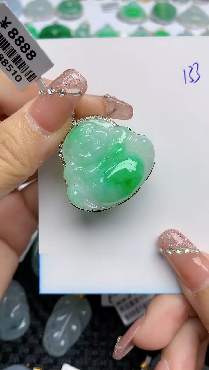 【闪购商品】翡翠颈饰18K金镶嵌天然A货翡翠 133