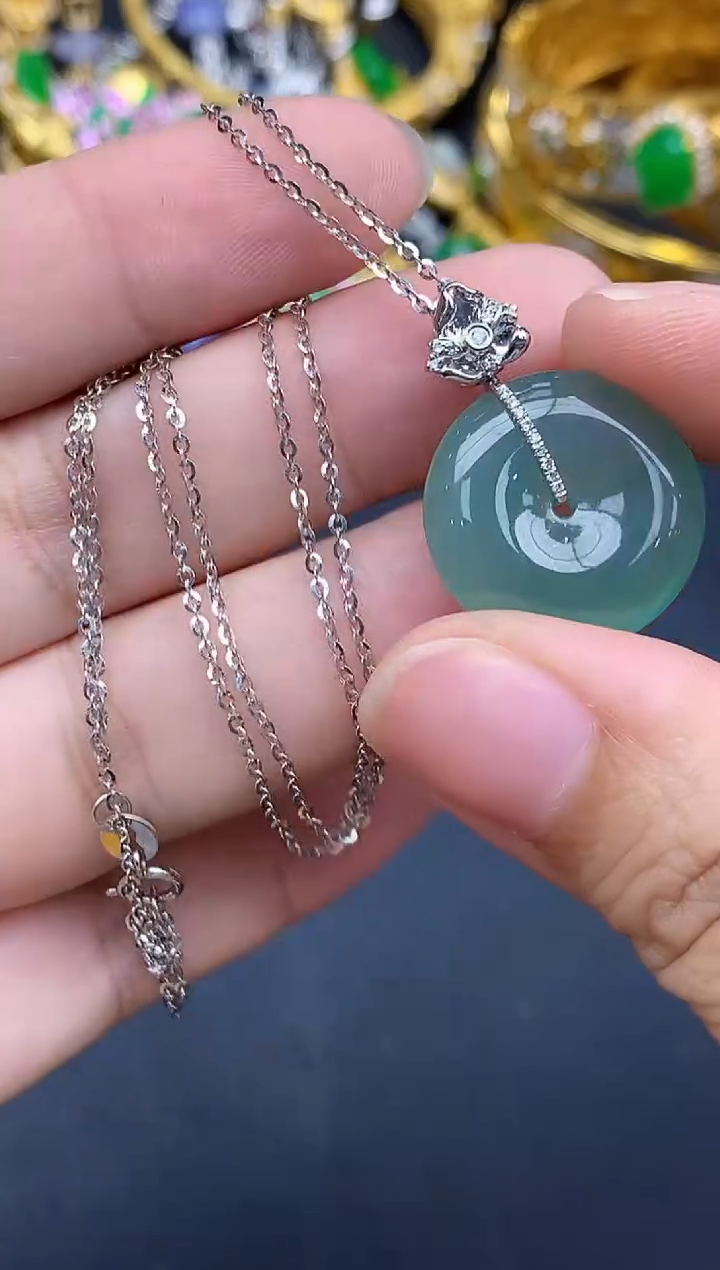 颈饰18K金镶嵌翡翠374-春日珠宝