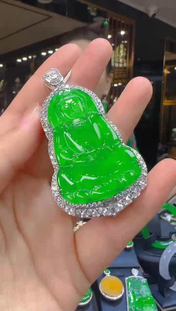 翡翠银S925镶嵌吊坠(赠链)028（多样性发其一）