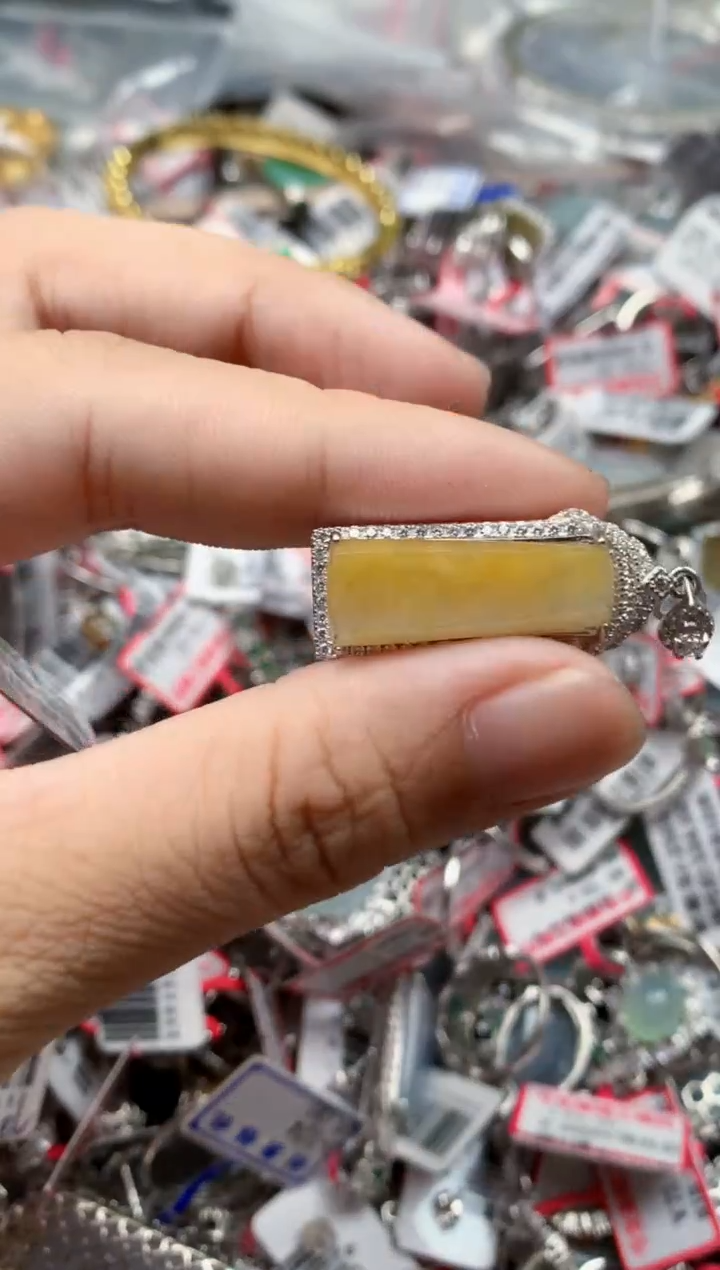 银S925镶嵌戒指翡翠天然A货缅甸翡翠