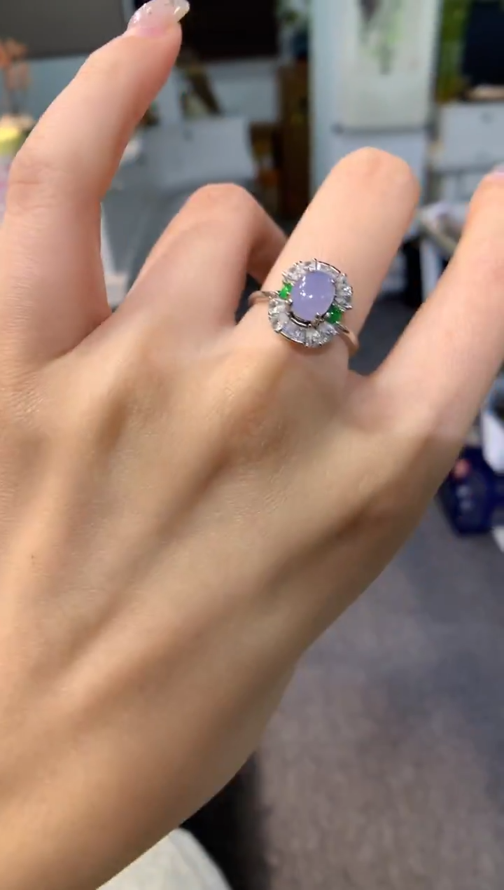 银S925镶嵌戒指翡翠戒指