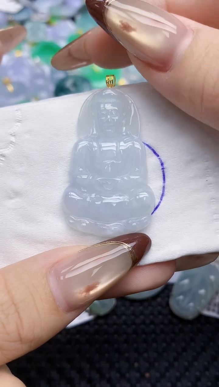 颈饰18K金镶嵌翡翠   天然翡翠A货  百元以上9米证书费自理