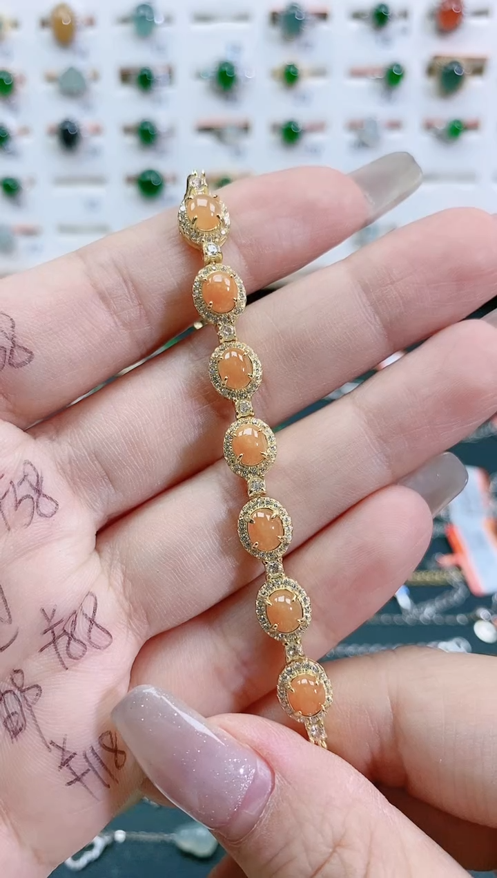 银S925镶嵌手链翡翠天然翡翠