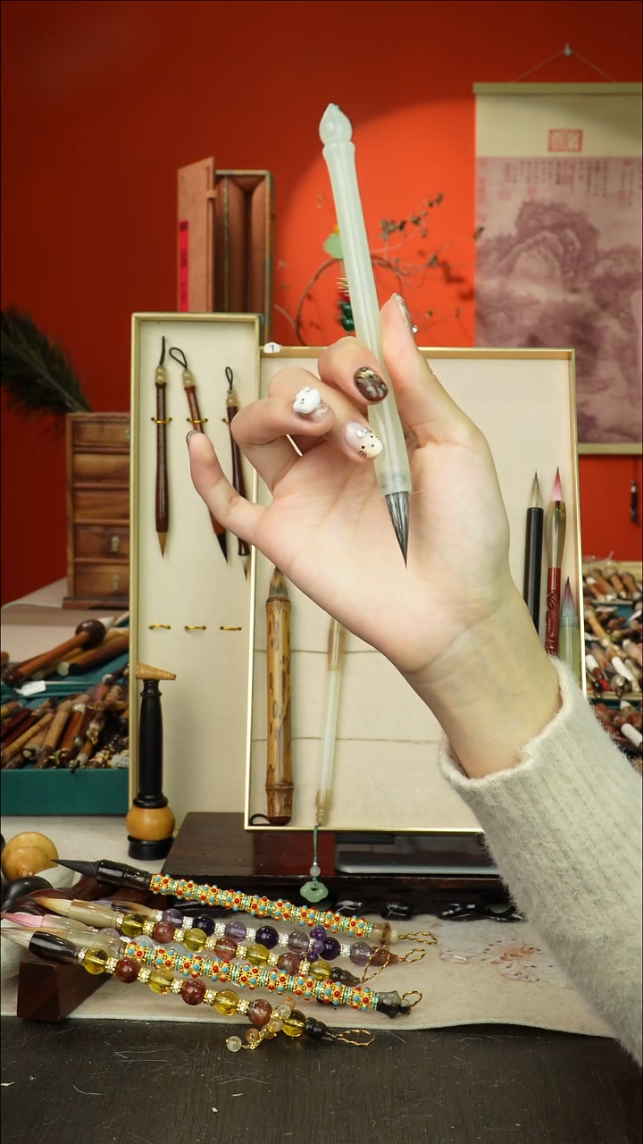 150号闪孤品高货毛笔链接 清水试笔 蘸墨不退