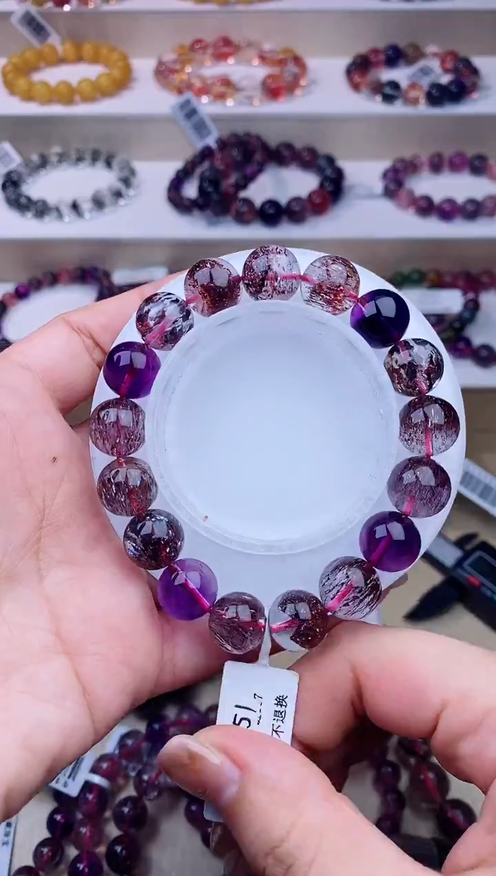 未镶嵌手链水晶黑加仑超七单圈12m+