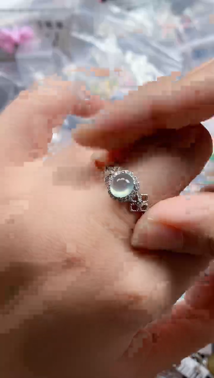 银S925镶嵌戒指翡翠天然A货缅甸翡翠