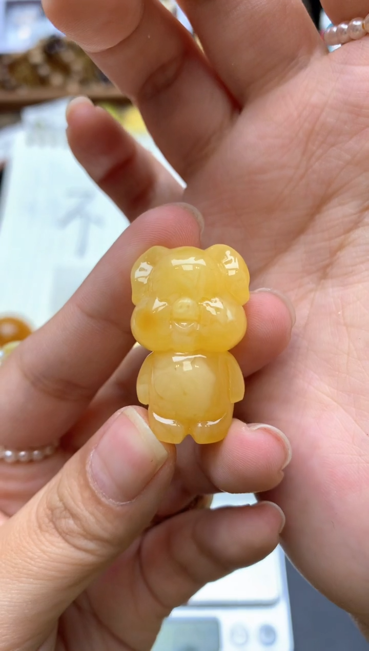 【闪购商品】琥珀珠宝奇石未镶嵌126琥珀蜜蜡花粉有纹小坑介意勿拍