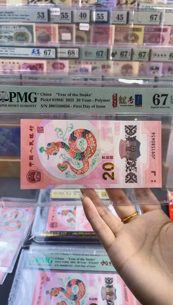 【闪购商品】塑料蛇钞靓号四标首日PMG67分尾656
