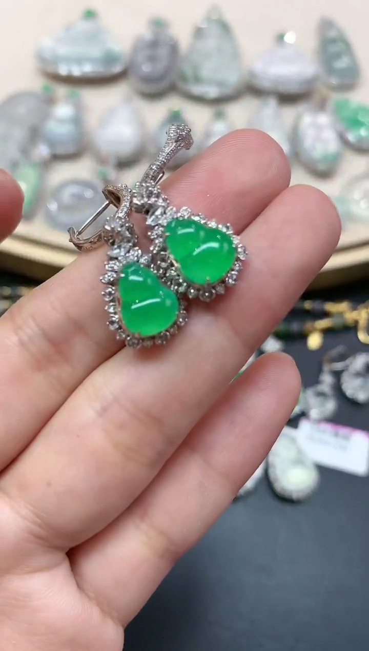 【闪购商品】翡翠耳饰18K金镶嵌A357|29800