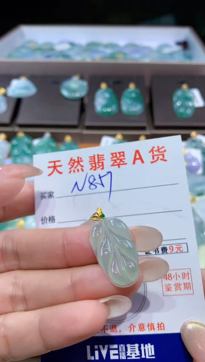 颈饰18K金镶嵌翡翠天然翡翠A货挂件