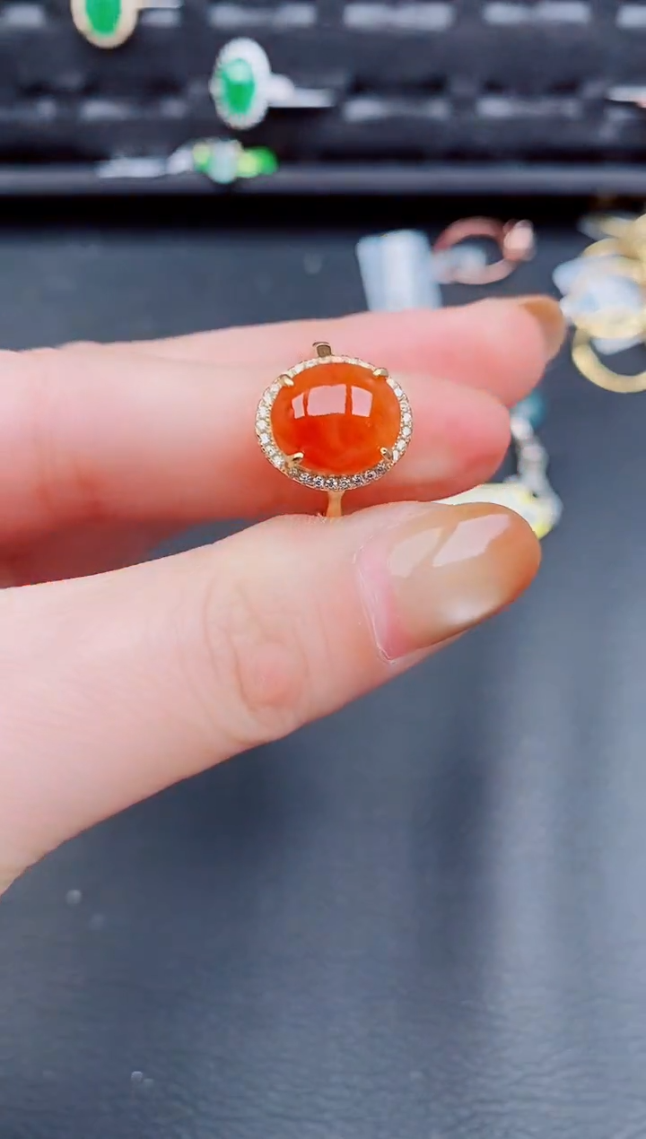 【闪购商品】翡翠戒指银S925镶嵌天然a货翡翠605