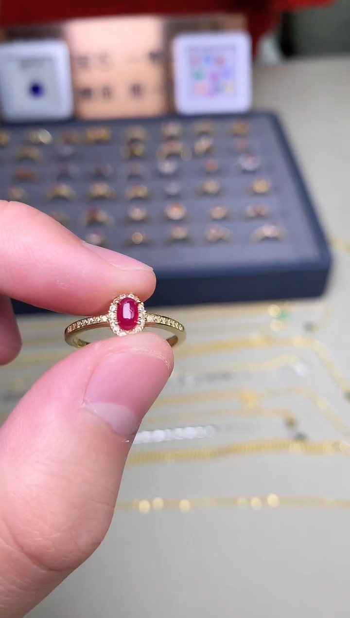 【闪购商品】红宝石戒指银S925镶嵌戒指