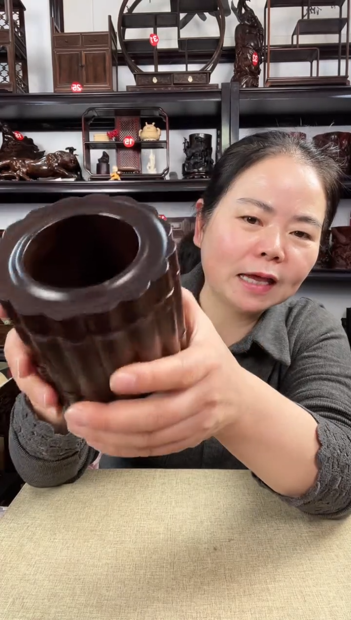 木竹节笔筒老李红木工艺品