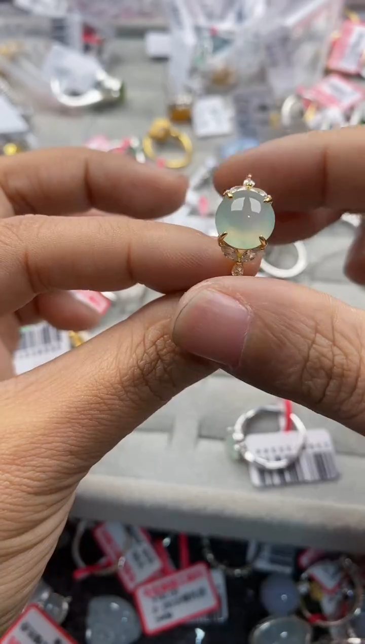 银S925镶嵌戒指翡翠12                10`