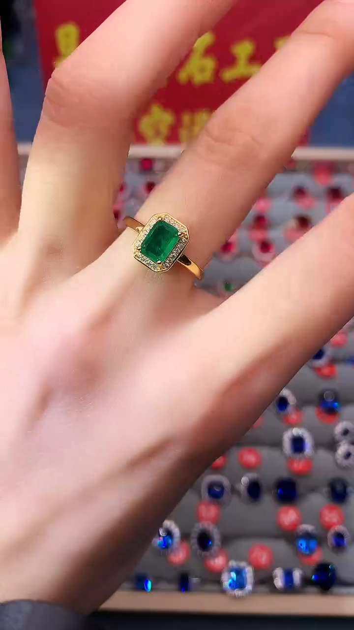 【闪购商品】祖母绿戒指银S925镶嵌1111