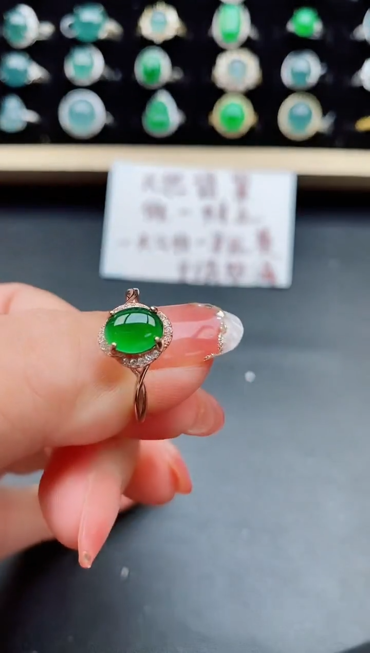 【闪购商品】翡翠戒指银S925镶嵌12880