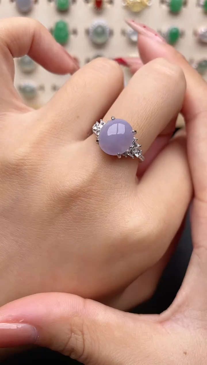 【闪购商品】翡翠戒指银S925镶嵌一物一证一礼盒