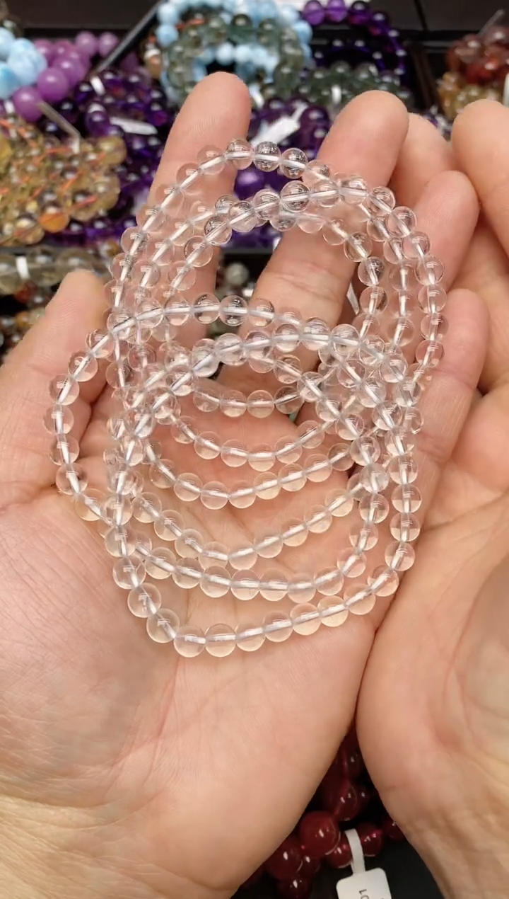 【闪购商品】水晶手链未镶嵌b89 白水晶多圈6mm