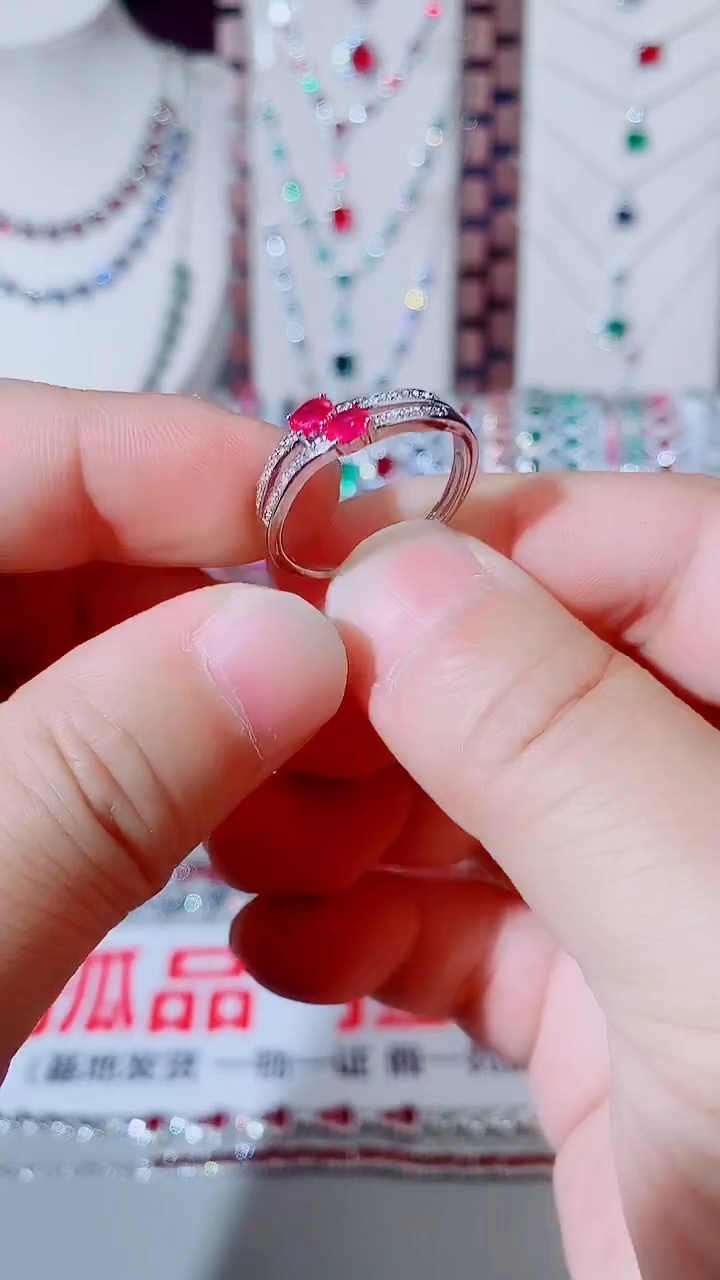 未镶嵌戒指红宝石红宝石双石小戒指